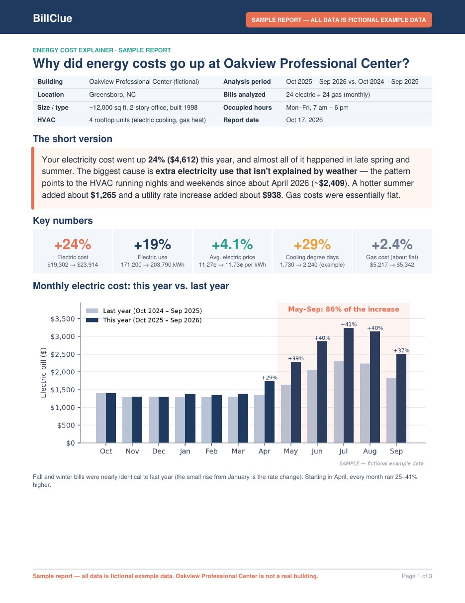 Sample annual report page 1: headline summary and key numbers